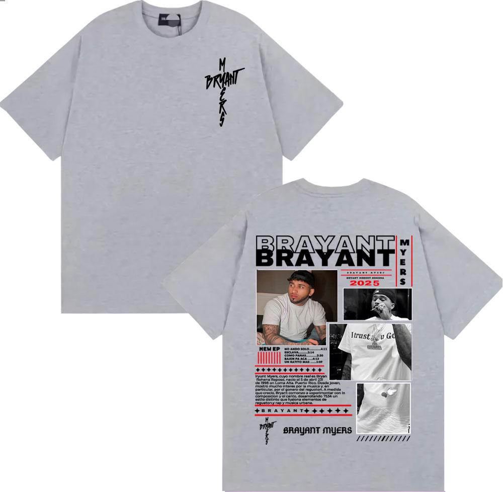 Rapper Bryant Myers 2025 Tour Graphic T Shirts Unisex Women Fashion Hip Hop Street Punk T Shirt Casual ONeck Short Sleeve Tshirts