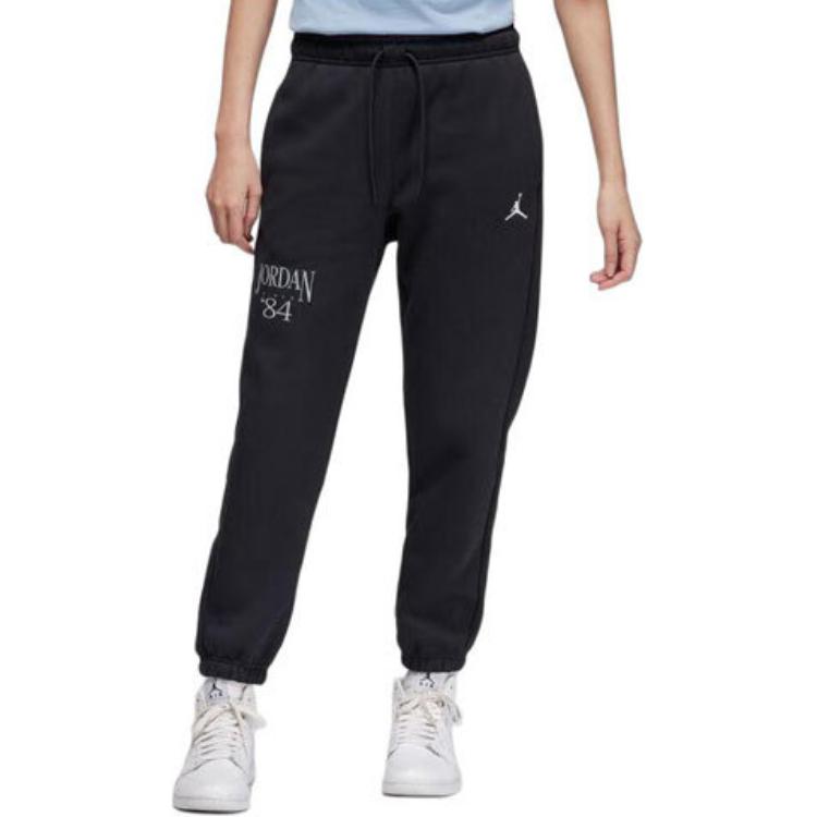 Jordan Brooklyn Letter Print Fleece Cuffed Knit Sports Pants Women pants Black FN5441010