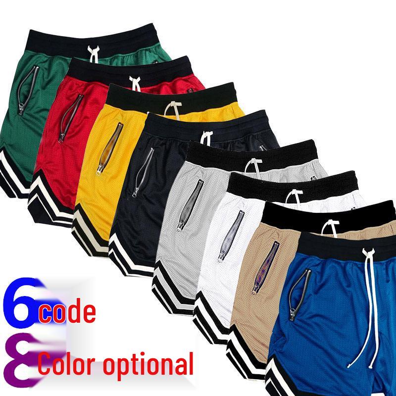 Men's Breathable Mesh Athletic Shorts - Casual European/American Summer Loose Fit for Running, Fitness, and Basketball.