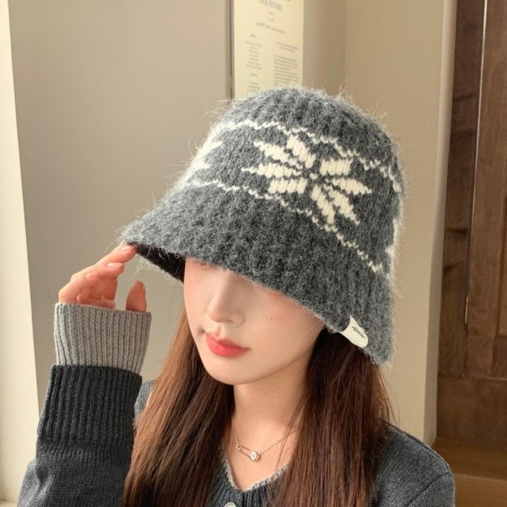 Warm Knitted Bucket Hats Autumn Winter Fisherman Cap Fashion Basin Cap for Women