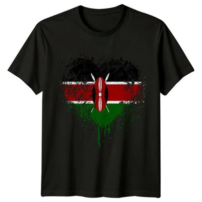 T-shirt da uomo scudo bandiera Kenya viaggio Africa maglietta effetto invecchiato