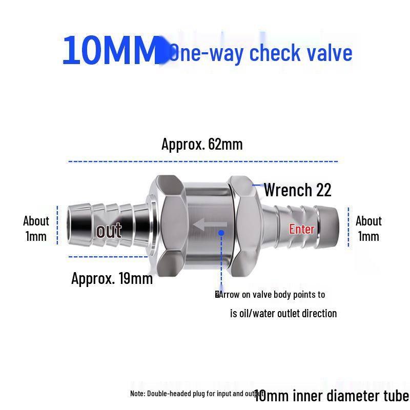 High-Temperature Resistant Aluminum Alloy Fuel Check Valve for Gasoline & Diesel (6/8/10/12 mm)