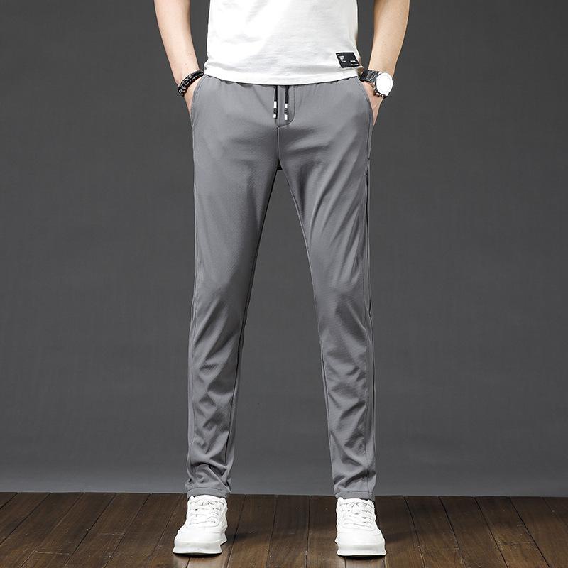2023 Men's Ice Silk Quick-Dry Straight Loose Pants - Comfortable, Elastic, Slim Fit