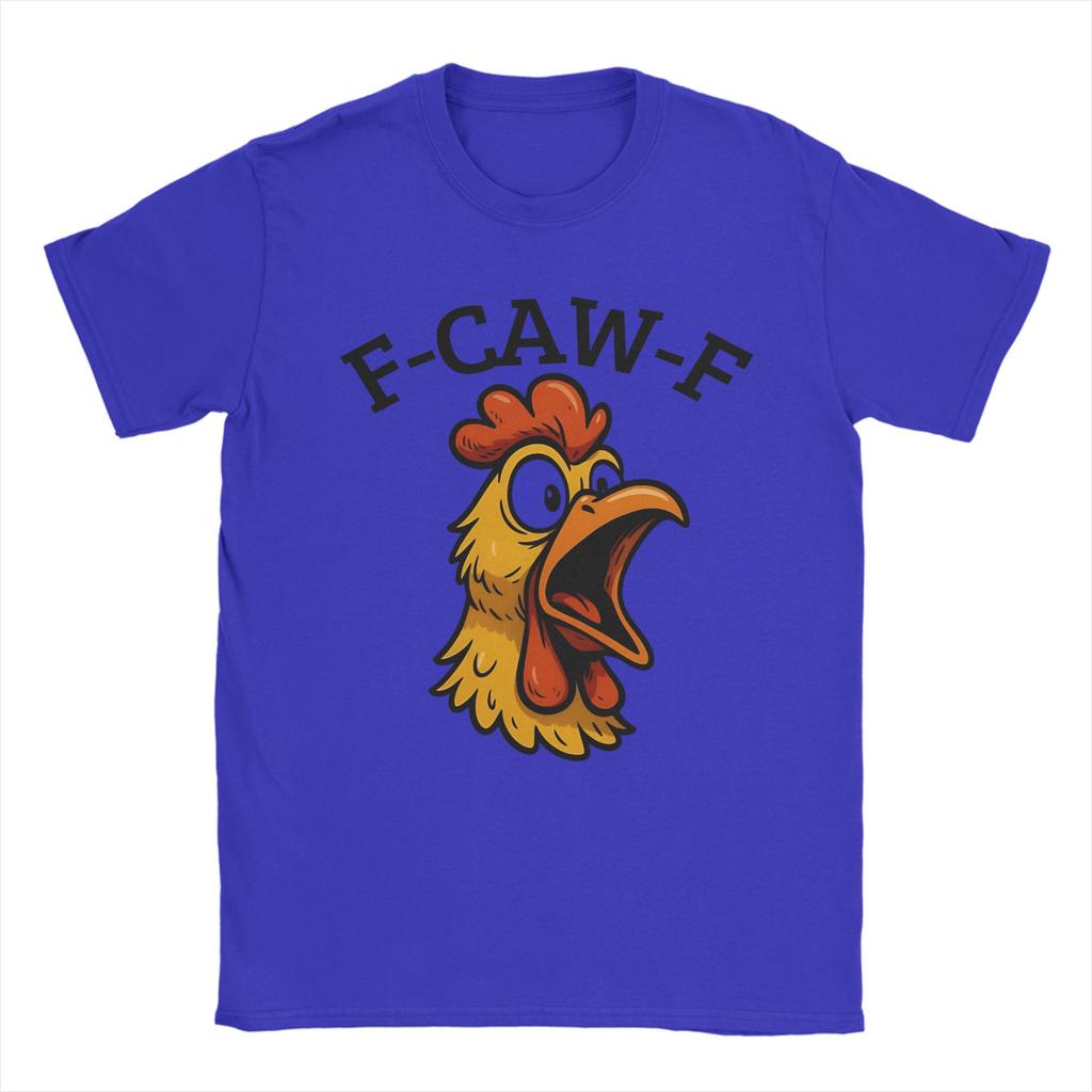 Funny F-Caw-F Screaming Chicken Meme T-Shirts for Men  Awesome 100% Cotton Tee Shirt Round Neck Short Sleeve T Shirt Unique Tops