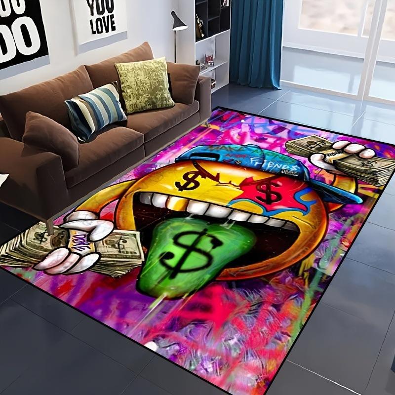 Tiger Graffiti Building Blocks Poker Printing Large Carpet Anti-slip and Wear-resistant Soft Mat for Living Room and Bedroom Rug