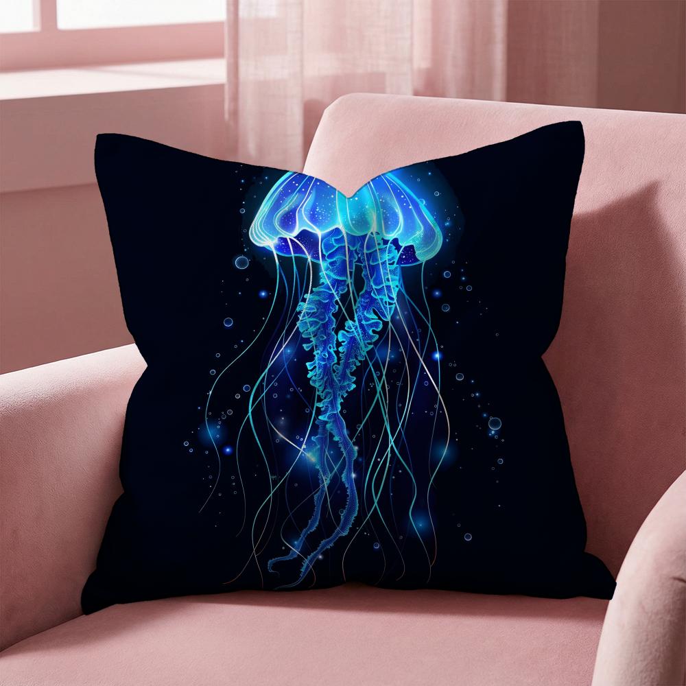 Beautiful Marine Life Jellyfish Cushion Cover Multi-Scene Pillow Cover for Home & Car - Reversible, Soft & Durable for Daily Use