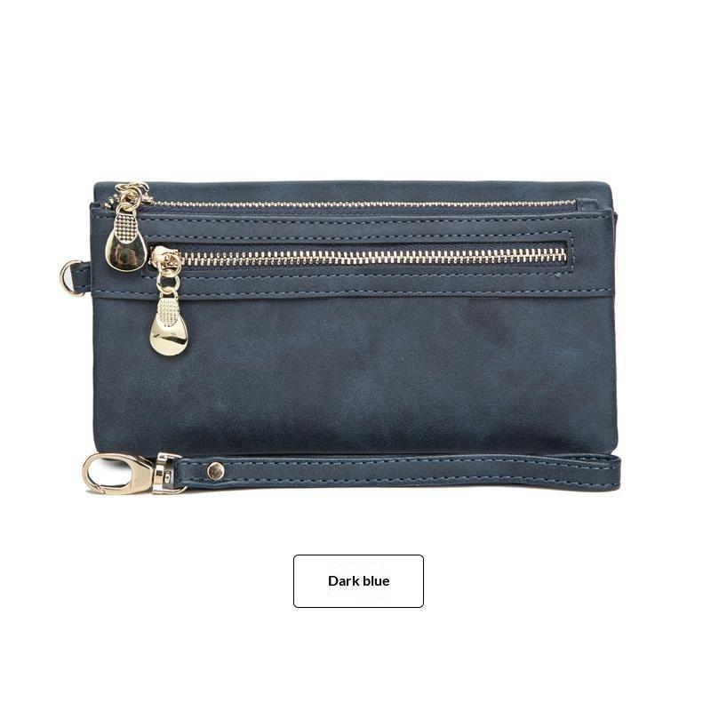 Retro Damen Langbörse Große Kapazität Doppelfach Multi-Kartenfach Geldbörse Mode Multifunktionale Doppeltaschen-Handtasche