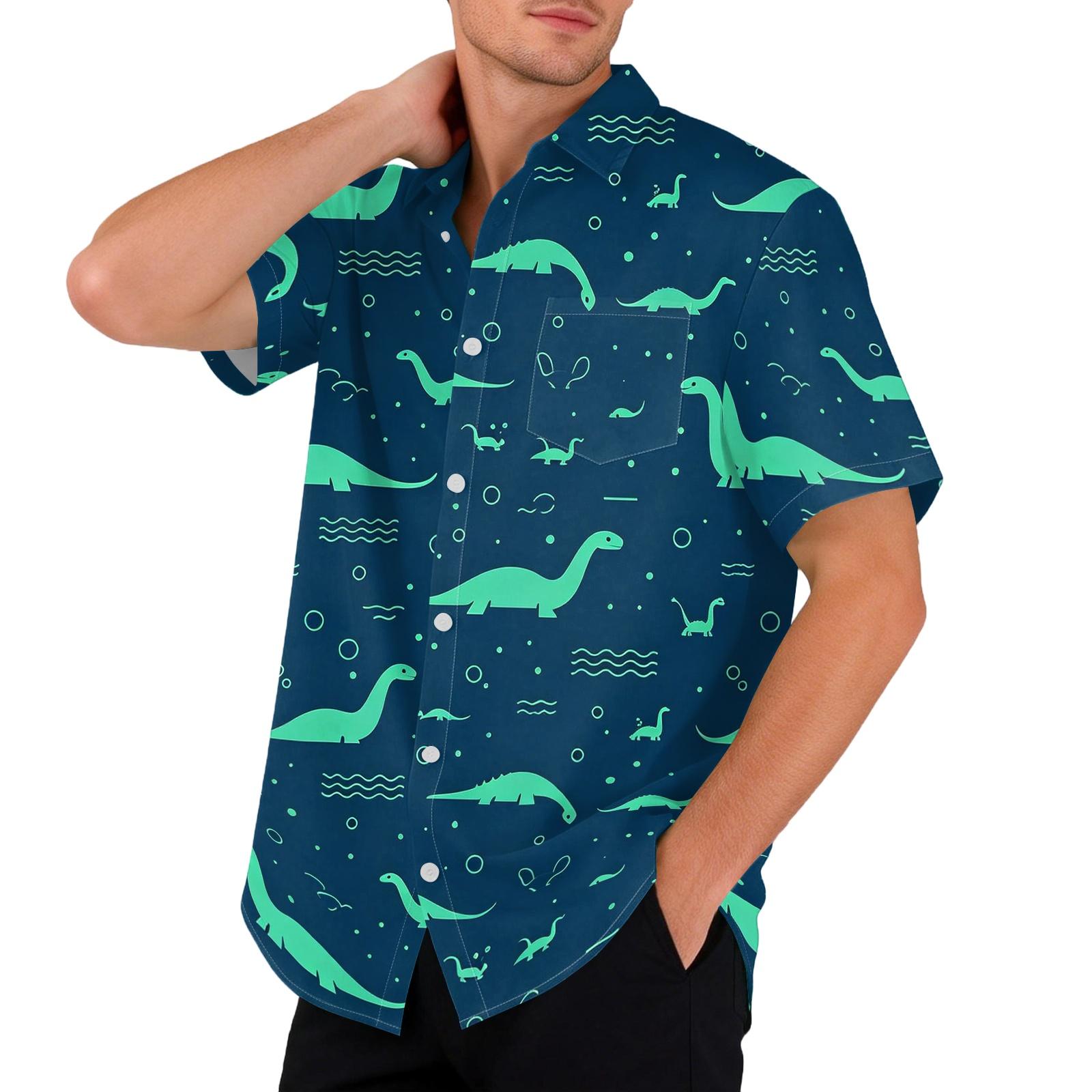 

Men s Short Sleeve Button Down Shirt Loose Fit Casual Vacation Shirt Lightweight Breathable Fabric Summer Island Style Hawaiian Print Shirt XL білий