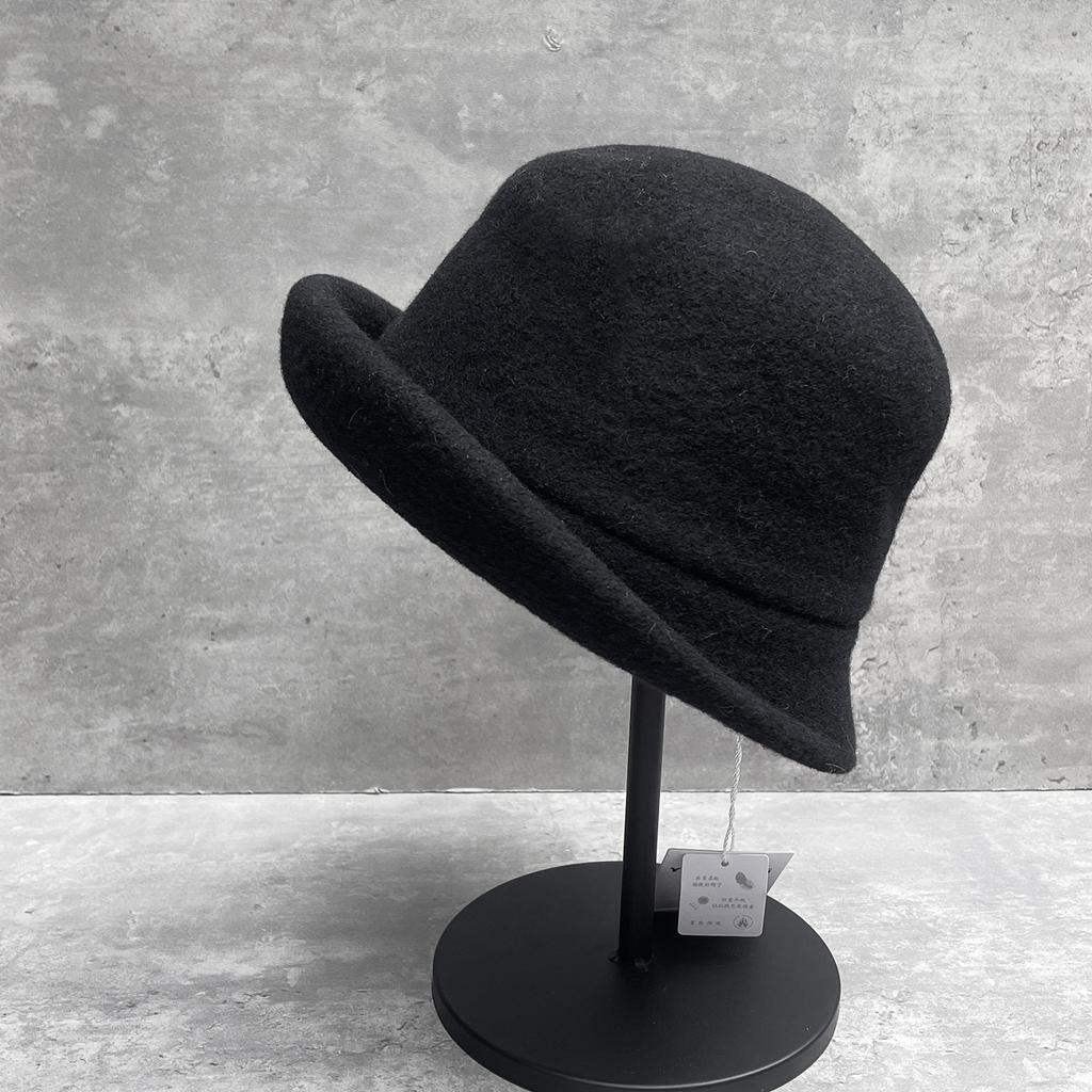 Half-Flanged Design Wool Fisherman'S Hat Children'S Top Hat Retro Bucket Hat Thick Bucket Hat