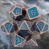7 Pcs Golden Green Standard Metal Dice Solid Metal Polyhedral Dice Set Suitable for Role-Playing RPG  Board Game Card Game