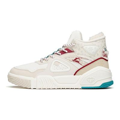 Lifestyle Series Flame Wear-Resistant Breathable Mid-Top Sneakers Women Sneakers Gray White Red 122148088-8