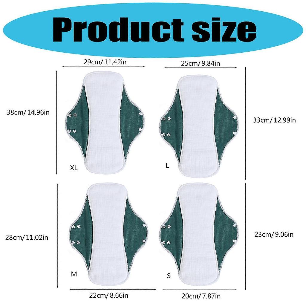 3Pcs Women Menstrual Cloth Pad Absorbent Cotton Reusable Sanitary Pad Underwear Liner Antibacteria Technology Washable S