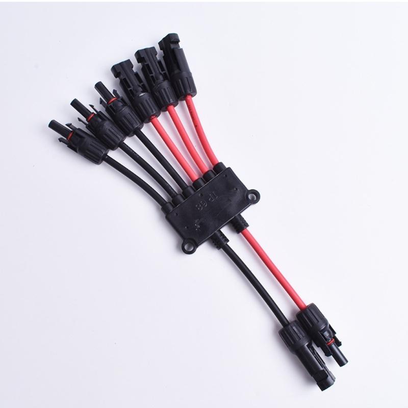 Outdoor Wiring Branch Part for Photovoltaic Cable Extension, Solar Cable Splitter Y Type Cable Joiner with Two Tone Cable Layout Use
