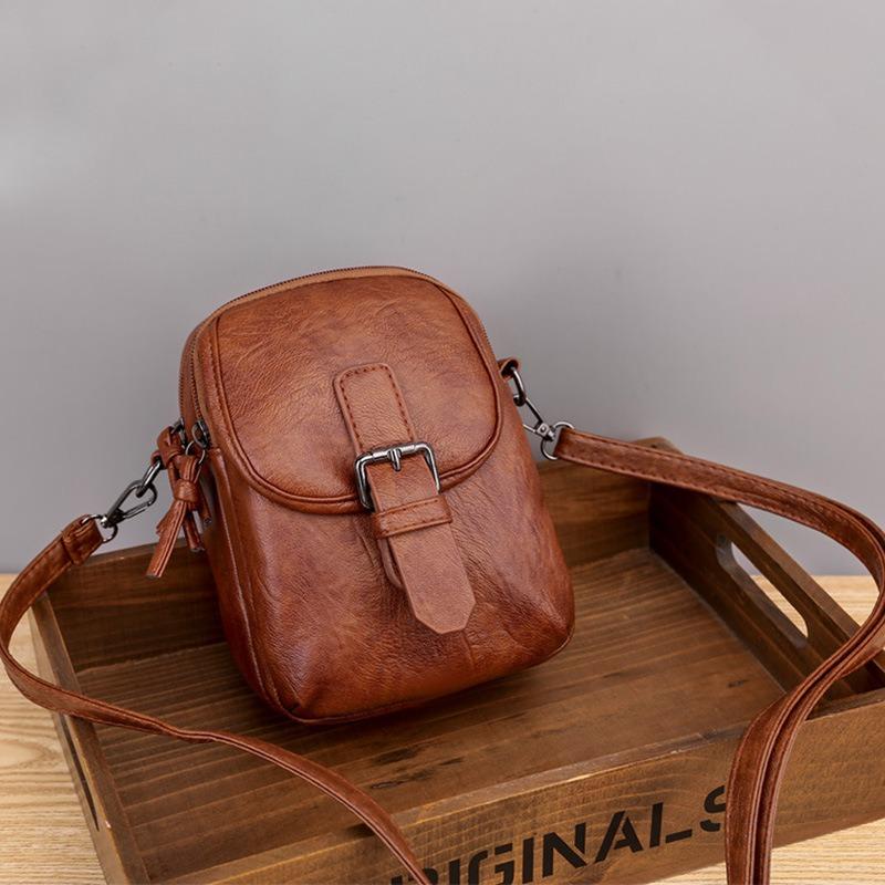 Women Crossbody Bag Fashion New Phone Bag Soft Leather Texture Multi-Compartment Shoulder Bag Summer Coin Purse