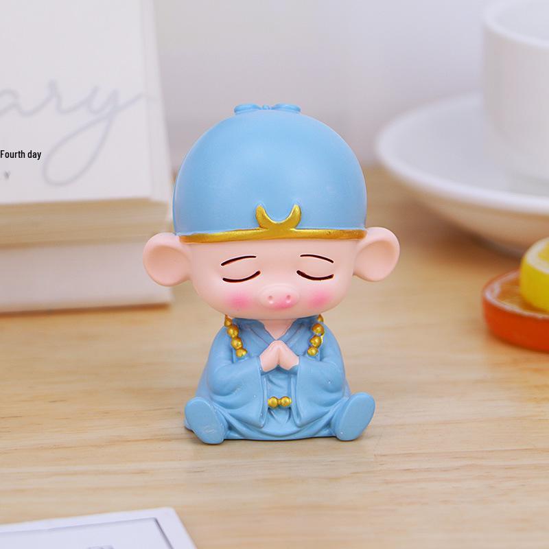 Journey to the West 4-Piece Desktop Ornament: Tang Monk, Sun Wukong, Zhu Bajie & Two Disciples for Car Interior Decor