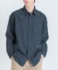 OUTSIDE FROG Single Pocket Striped Shirt (Navy)