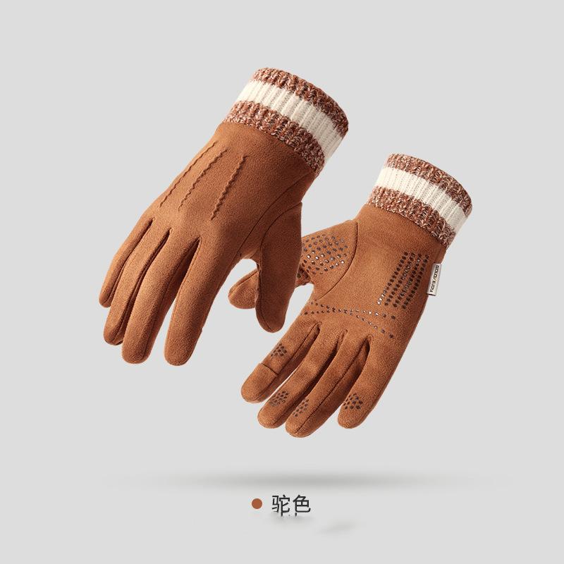 Gloves Men's Day Warm Windproof Dew Fingers Suede Battery Car Electric Vehicle Gloves New