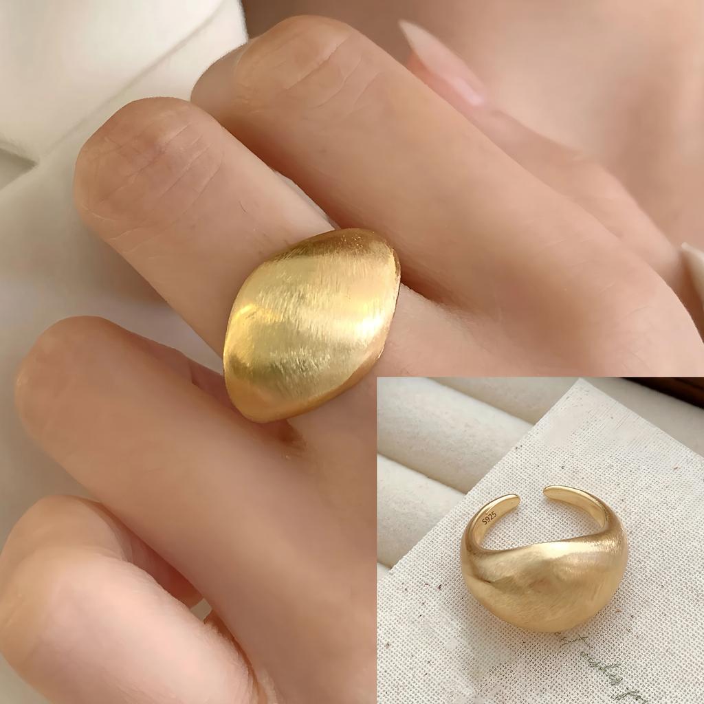 PANJBJ Inel Geometric din Argint 925 cu Cristal pentru Femei Elipsă Punk Exagerat Picătură de Apă Inel Deschis Cadou Bijuterie