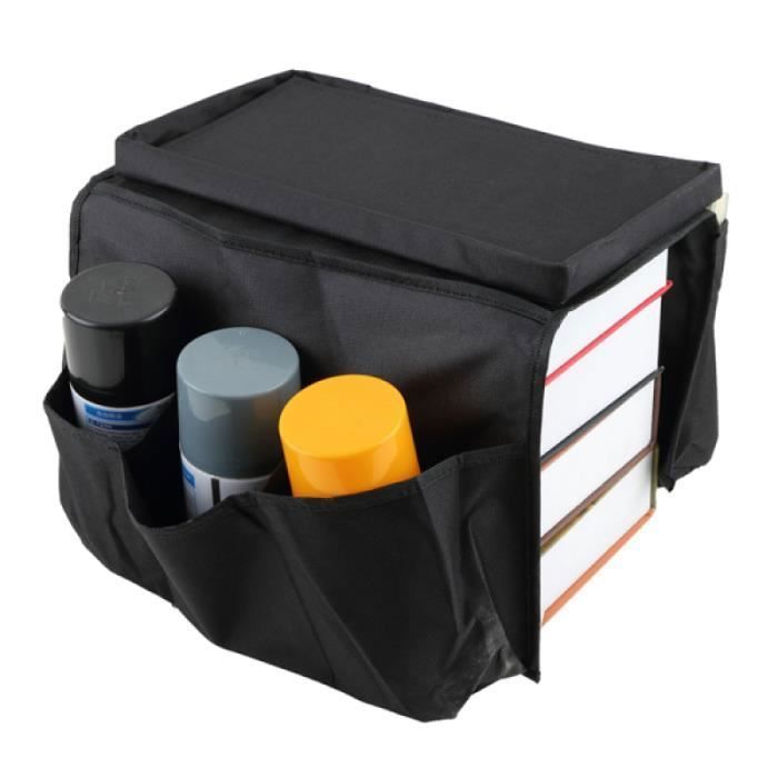 Organisateur de canapé - CANAPE - 6 poches - Tissu Oxford - Réglable - Noir