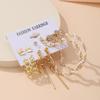 Cross-Chain Pearl Earrings: Creative Hollow Butterfly Geometric Tassel Set (6 Pairs)