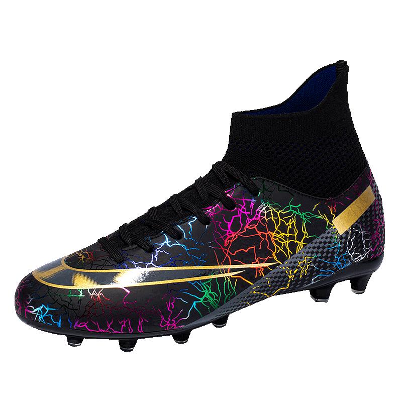 TF/FG Outdoor High Top Long Spikes Football Boots Unisex Youth Kids Training Cleats Sneakers men Non-Slip Society Soccer Shoes