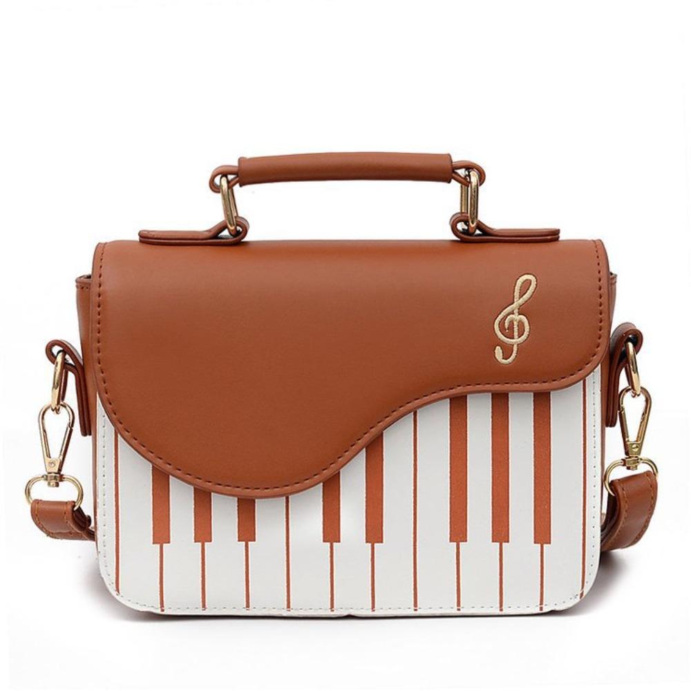 Vintage Piano Pattern Shoulder Bag Crossbody PU Leather Bag Trendy Mini Square Bag  Shopping