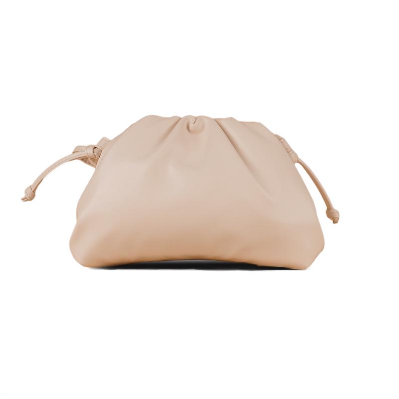 Women's 2024 Soft Leather Pleated Handbag - Evening, Shoulder, and Messenger Bag with Solid Color Texture.