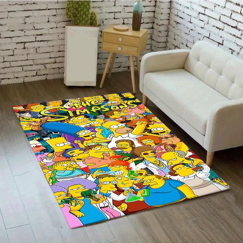 1pc The Simpsons Pattern Area Rug Soft Flannel Floor Mat for Living Room,Office,Bedroom and Carpet,Sofa Coffee Table Floor Mat