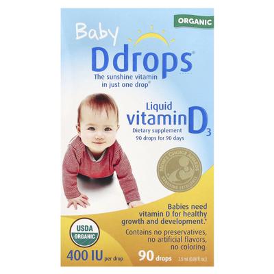 Infant, Organic Liquid Vitamin D3, 400 IU, 90 Drops, 2.5 Ml (0.08 Fl Oz)