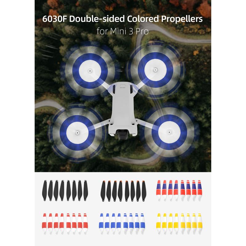 8 Pcs Propellers Double Sided Colorful Low Noise Wing Compatible For Dji Mini 3 Pro 6030f Propeller