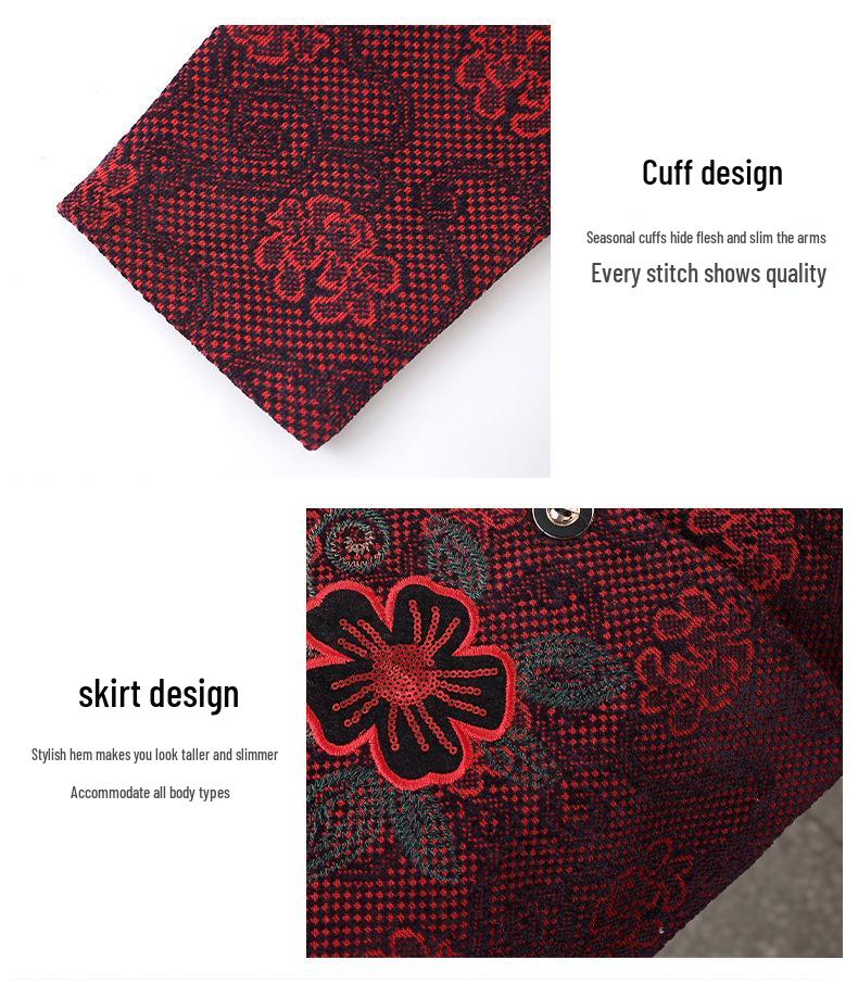 Embroidered Grandma-Style Jacket: Woolen Tang Suit Coat for Middle-Aged Women