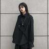Camicetta da donna asimmetrica stile giapponese Top streetwear punk cool camicia nera oversize manica lunga abbottonatura abiti alternativi