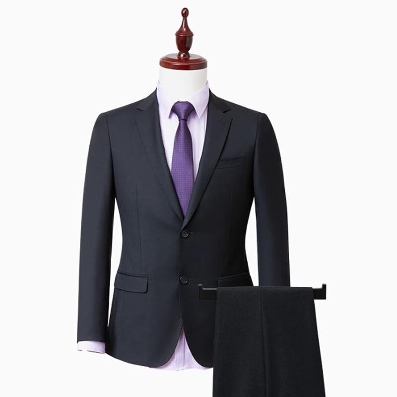 Hongdu Men's Slim Fit Navy Blue Suit Set