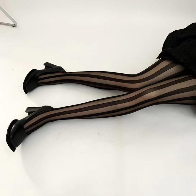 Medias Negras Sexys para Mujer con Rayas Verticales Adelgazantes Pantimedias Medias Ultrafinas