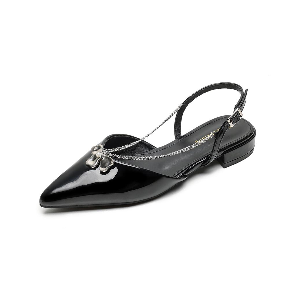 Baotou Sandals Women's Flat Chain with Skirt Temperament Pointed Single Shoes