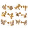 Temperament Versatile Stainless Steel Butterfly Dragonfly Gold Plated Earrings Premium Titanium Steel Earrings Women