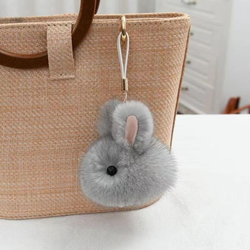 Mini Cute Rabbit Hairball Keychain Pendant Lovely Hanging Decorations Keyring Charm for Purse Bag Backpack Handbag