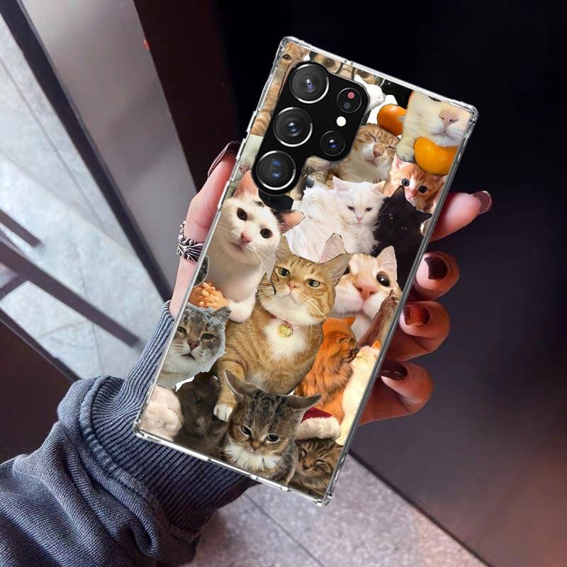 Crying Cat Memes Phone Case For Samsung Galaxy S26 S25 Edge S24 S23 Ultra S22 Plus S21 S20 FE Soft TPU Back Cover Funda Galaxy S