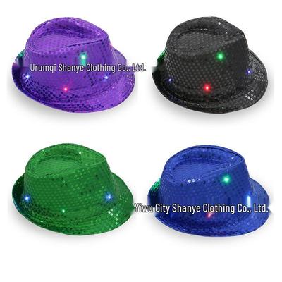 Children's LED Sequin Jazz Fedora - Glowing Performance Hat