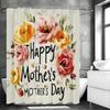 Happy Mother'S Day Floral Shower Curtain, Bathroom Decorative Shower Curtain, Waterproof Shower Curtain With Hooks