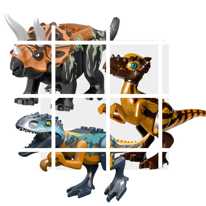 Velociraptor Triceratops Jurassic Dinosaurier Welt Indominus T-Rex Modell Zusammenbauen Pädagogische Bausteine Spielzeug für Kinder Geschenke