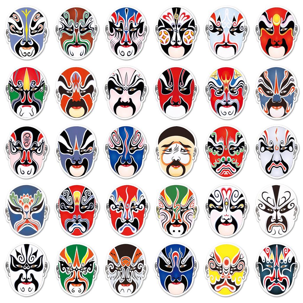 60 Waterproof Chinese Opera Style Stickers for Face Painting, Notebooks, and Earphones