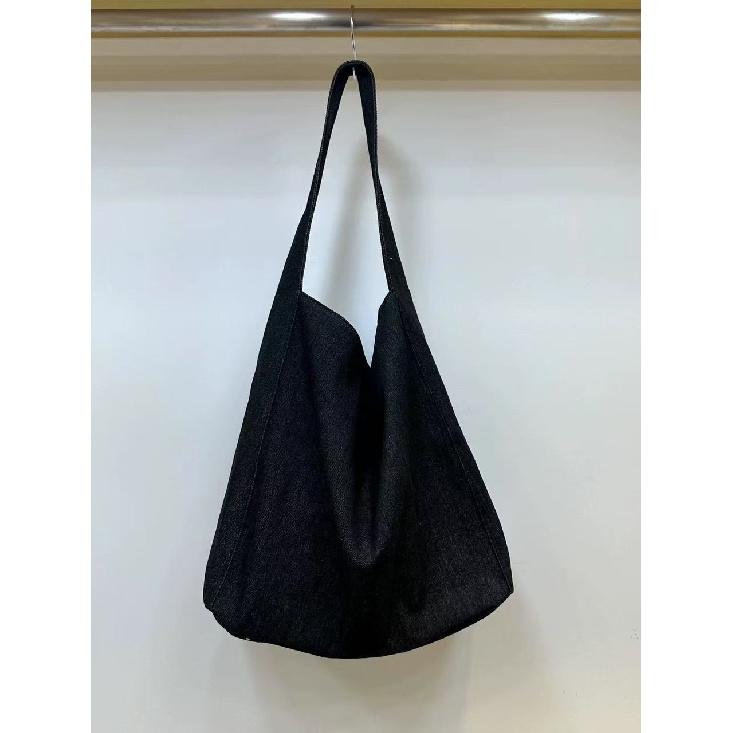Korean Style Large Capacity Lazy Style Denim Canvas Bag New Niche Commuter Shoulder Bag Versatile Underarm Tote Bag