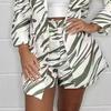 Women's Striped Print 2 Piece Outfit Long Sleeve Open Front Blazer Jacket with Shorts Set Casual Office Suit Set