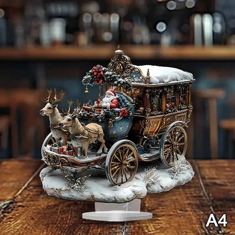 

2D Плоский Акриловый Рождественский Декор для Стола с Основанием Снеговик Дом Вращающаяся Карусель Дизайн Для Дома Офиса Внутри/Снаружи