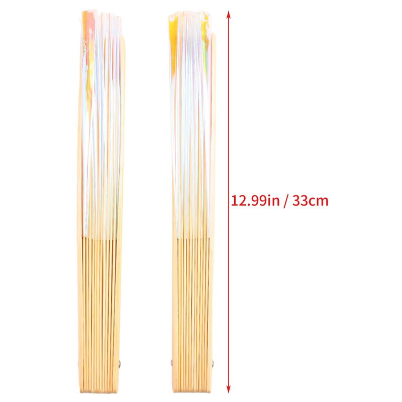 Good-4Pcs Bamboo Folding Hand Fan For Burlesque Music Festival Women Men Rainbow Pride