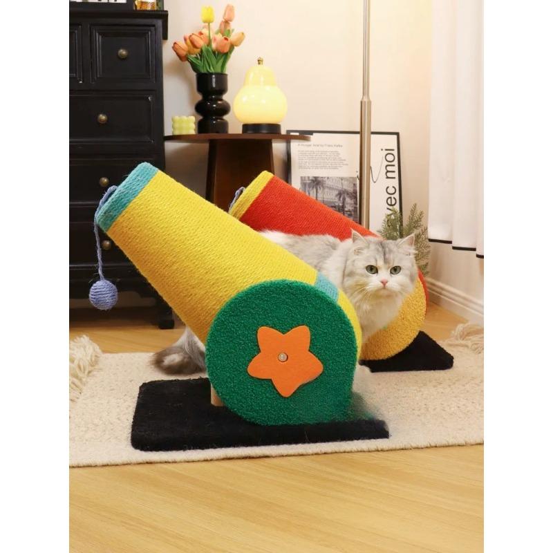 New Cannon Cat Scratch Board Sisal Cat Scratch Column Can'T Catch Crumbs Pet  Climbing Frame Teases  Stick Toys.