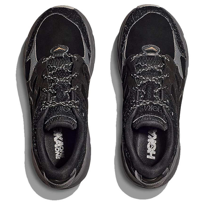 HOKA Clifton L Suede Elite Terrain System - Black Satellite Grey Unisex Sneakers 1150910-BCKST