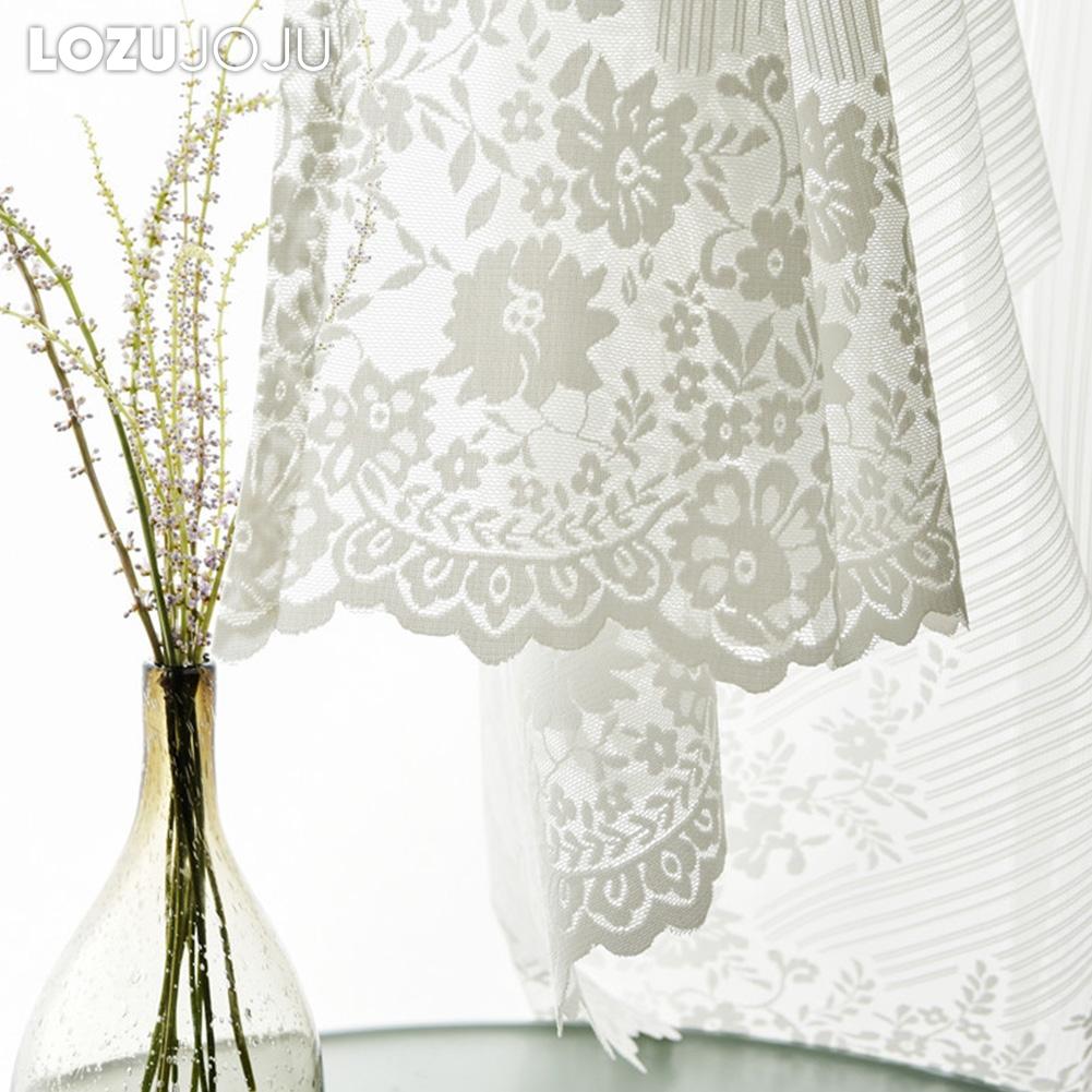 1PC 10-20% Light Blocking Transparent Lace Floral Wave Bottom Curtain for Living Room Bedroom Balcony Home Decor LOZUJOJU