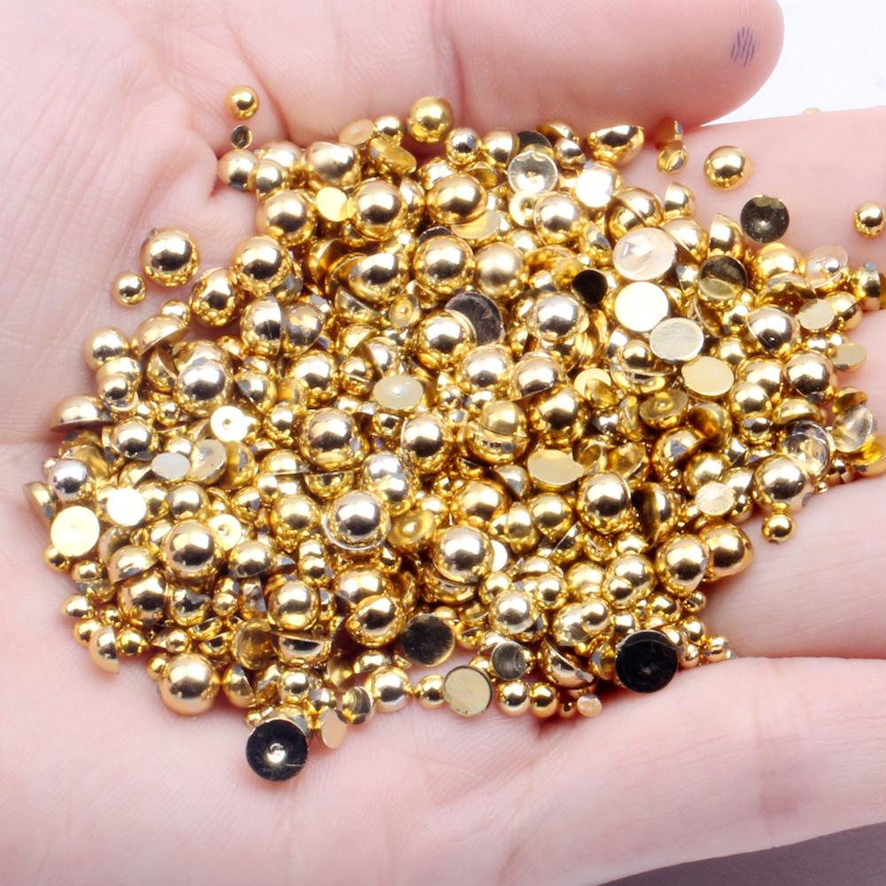 Resin Half Round Flatback Beads 2-6mm Mix Size Glue on Loose Rhinestones for Clothes Dresses DIY Crafts Scrapbook Decoration